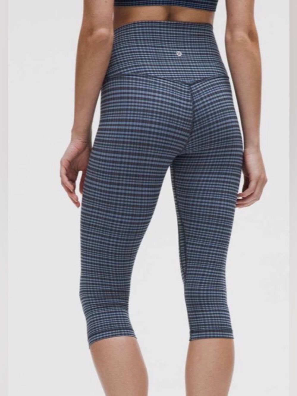 Lululemon Align High-Rise Crop 17" Glow Grid Washed Denim Blue Multi -Size 8